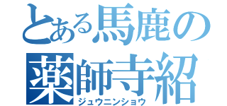 とある馬鹿の薬師寺紹介（ジュウニンショウ）