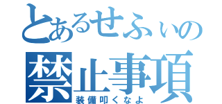 とあるせふぃの禁止事項（装備叩くなよ）