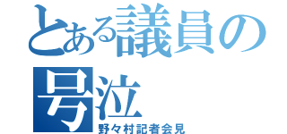 とある議員の号泣（野々村記者会見）