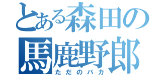 とある森田の馬鹿野郎（ただのバカ）