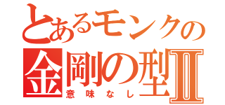 とあるモンクの金剛の型Ⅱ（意味なし）