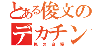 とある俊文のデカチンこ（俺の自慢）