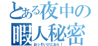 とある夜中の暇人秘密集会（おっそいけどおｋ！）