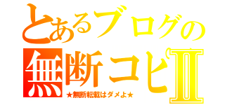 とあるブログの無断コピーⅡ（★無断転載はダメよ★）