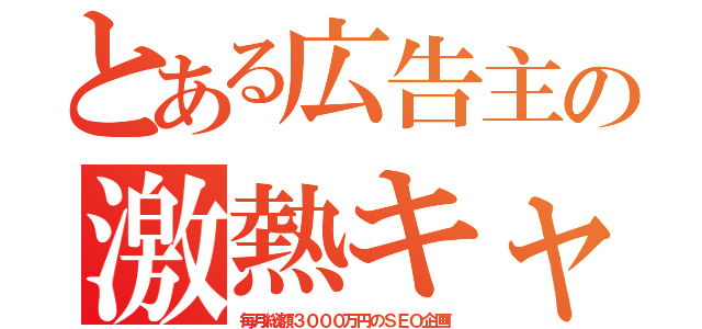 とある広告主の激熱キャンペーン（毎月総額３０００万円のＳＥＯ企画）