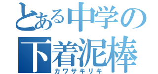 とある中学の下着泥棒（カワサキリキ）