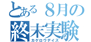 とある８月の終末実験（カゲロウデイズ）