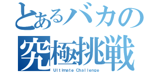 とあるバカの究極挑戦（Ｕｌｔｉｍａｔｅ Ｃｈａｌｌｅｎｇｅ）