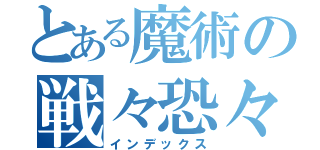 とある魔術の戦々恐々（インデックス）