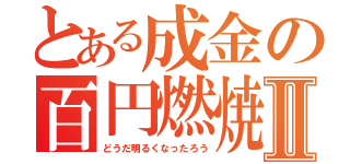 とある成金の百円燃焼Ⅱ（どうだ明るくなったろう）