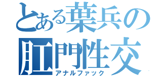 とある葉兵の肛門性交（アナルファック）