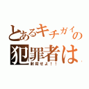 とあるキチガイの犯罪者は（射殺せよ！！）