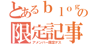 とあるｂｌｏｇの限定記事（アメンバー限定デス）