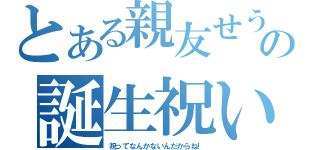 とある親友せうの誕生祝い（祝ってなんかないんだからね！）