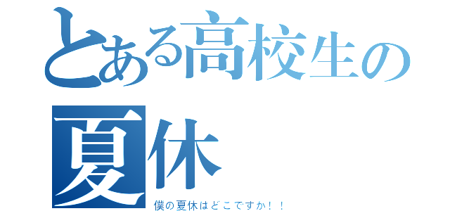 とある高校生の夏休（僕の夏休はどこですか！！）