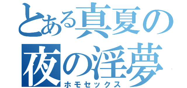 とある真夏の夜の淫夢（ホモセックス）