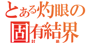 とある灼眼の固有結界（封絶）