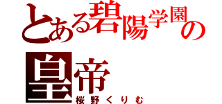 とある碧陽学園の皇帝（桜野くりむ）