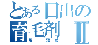 とある日出の育毛剤Ⅱ（堤　雅義）