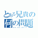 とある兄貴の何の問題ですか？（ａｒｅ ｙｏｕ ｏｋ？）