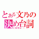 とある文乃の決め台詞（２回死ね！！）