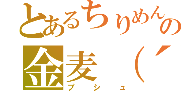 とあるちりめんの金麦（´ω｀）（プシュ）