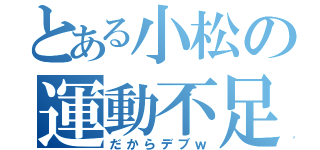 とある小松の運動不足（だからデブｗ）