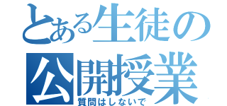 とある生徒の公開授業（質問はしないで）