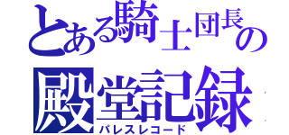 とある騎士団長の殿堂記録（パレスレコード）