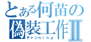 とある何苗の偽装工作Ⅱ（チャンｎｉｎｇ）