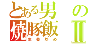 とある男の焼豚飯Ⅱ（生姜炒め）