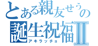 とある親友せうの誕生祝福Ⅱ（アキラッチョ）