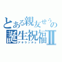 とある親友せうの誕生祝福Ⅱ（アキラッチョ）