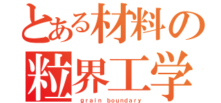 とある材料の粒界工学（　ｇｒａｉｎ ｂｏｕｎｄａｒｙ）