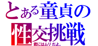 とある童貞の性交挑戦（君にはムリだよ。）