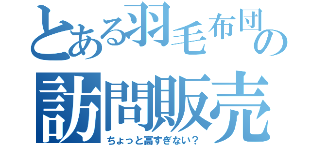 とある羽毛布団の訪問販売（ちょっと高すぎない？）