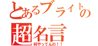 とあるブライトの超名言（何やってんの！！）