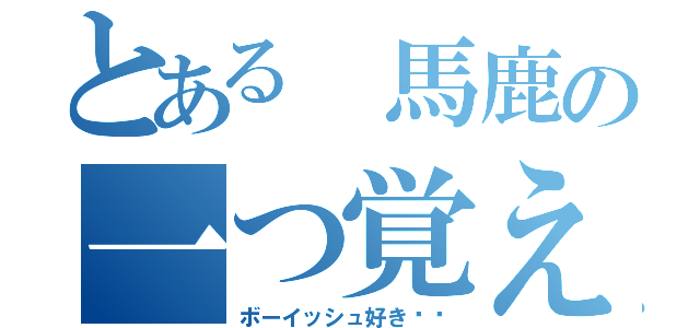 とある 馬鹿の一つ覚えな（ボーイッシュ好き‼︎）