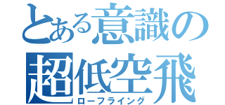 とある意識の超低空飛行（ローフライング）