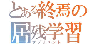 とある終焉の居残学習（サプリメント）