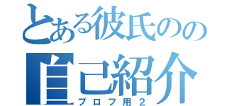 とある彼氏のの自己紹介（プロフ用２）