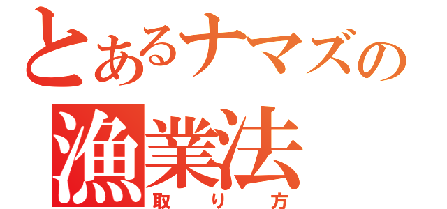 とあるナマズの漁業法（取り方）