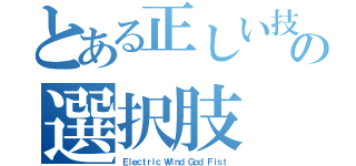 とある正しい技の選択肢（Ｅｌｅｃｔｒｉｃ Ｗｉｎｄ Ｇｏｄ Ｆｉｓｔ）