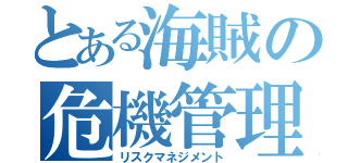 とある海賊の危機管理（リスクマネジメント）