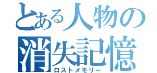 とある人物の消失記憶（ロストメモリー）