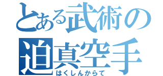 とある武術の迫真空手（はくしんからて）