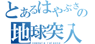 とあるはやぶさの地球突入（ｃａｐｓｕｌｅ ｒｅｌｅａｓｅ）