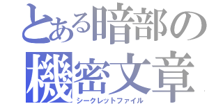 とある暗部の機密文章（シークレットファイル）