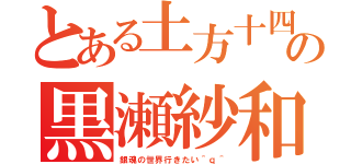 とある土方十四郎好きの黒瀬紗和（銀魂の世界行きたい＾ｑ＾）