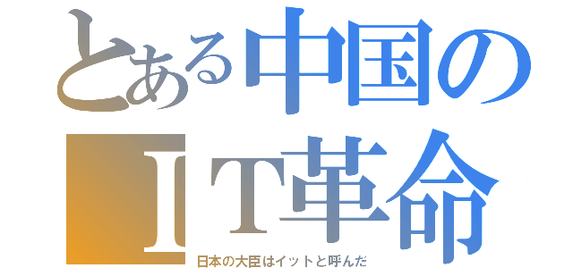 とある中国のＩＴ革命（日本の大臣はイットと呼んだ）